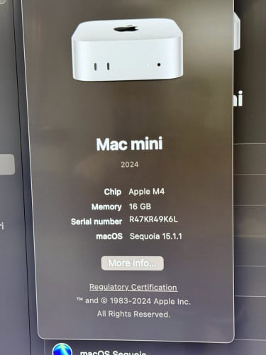 Mac mini 2024 apple M4 256G
