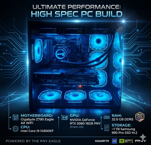 PC Spec ខ្ពស់ ស្អាតដូចថ្មី VGA 5080 I9-14KF M.2 Samsung 990 Pro 1TB