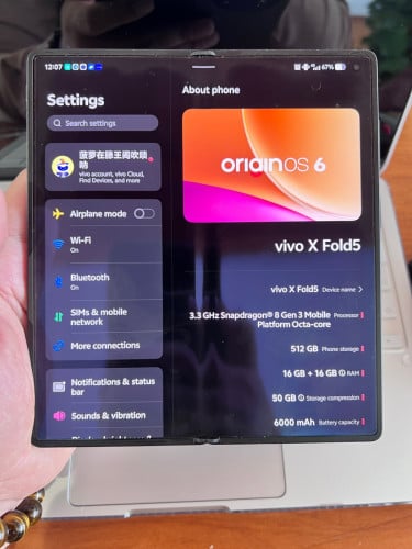 Vivo XFold 5 16G 512G ខ្មៅគ្រីម CH 98-99%