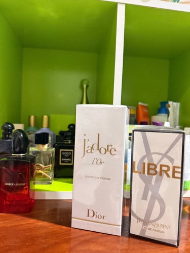 លក់ទឹកអប់ម៉ាក Jadore LOr ESSENCE DE PARFUM 3oz and LIBRE MESSAINT/AURENT EAU DE PARFUM 90ml