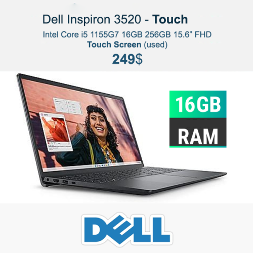 Dell inspiron 15 _ i5 16GB 256GB 15.6" FHD touch, $249