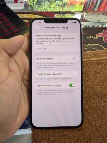 iPhone 12 ProMax 128G color Black ថ្ម100% ឡុកអុីសុីម (ប្រើបានសុីម2)