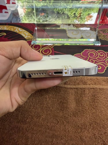 iPhone 12 ProMax 128G color white ថ្ម77% ឡុកអុីសុីម (ប្រើបានសុីម2)