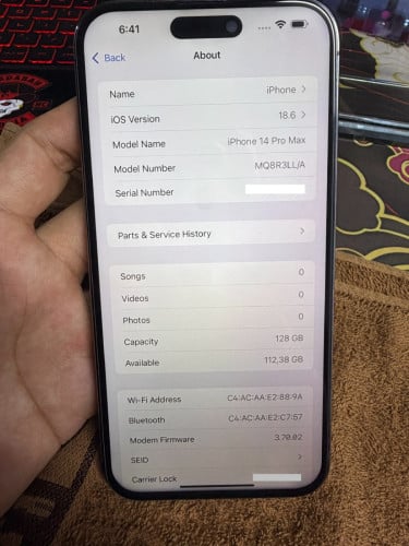 iPhone 14 ProMax 128G ដូរអេក្រង់ថ្មី 120Hz ដូរzin ថ្ម86%🔋Code LL/A Lock sim ប្រើទ្រនាប់សុីម