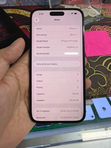 iPhone 14 ProMax 128G ដូរអេក្រង់Oletថ្មីថ្ម100%🔋Code LL/A Lock sim(ប្រើសុីមបាន2)