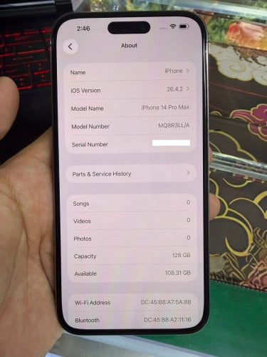 iPhone 14 ProMax 128G ដូរអេក្រង់Oletថ្មីថ្ម100%🔋Code LL/A Lock sim(ប្រើសុីមបាន2)