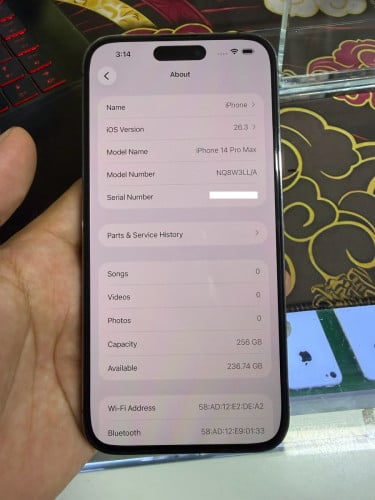iPhone 14 ProMax 256G ដូរអេក្រង់Oletថ្មីថ្ម Code LL/A Lock sim(ប្រើសុីមបាន2)