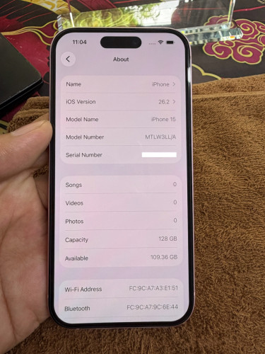 iPhone 15 color pink 128G ថ្ម87% ឡុកអុីសុីម (ប្រើបានសុីម2)