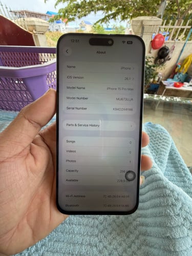 IPhone 15 Pro Max Code LL/A Esim2 តួ​ស្អាត​ខ្ចី98.99%