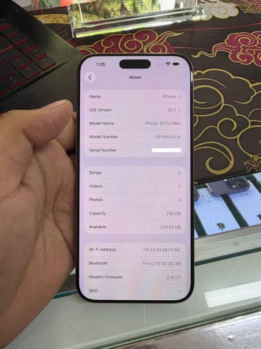 iPhone 16 ProMax color Desert gold 256G ឡុកអុីសុីម(ប្រើបានសុីម2)