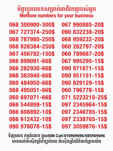 Metfone លេខសម្រាប់អាជីវកម្ម
