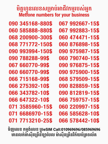 Metfone លេខសម្រាប់អាជីវកម្ម