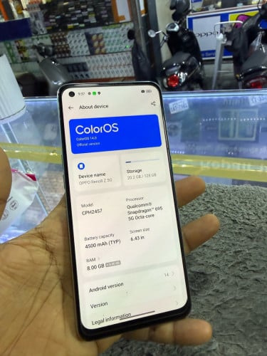Oppo Reno8z 5G Ram8G Memory128G ក្រុមហ៊ុនសុីមពីរ មានឆ្នាំងសាក
