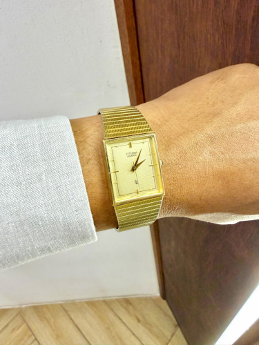 Original Rare Vintage Citizen Tank Quartz Gold Tone Textured Dial 1995 - (Condition 80%)