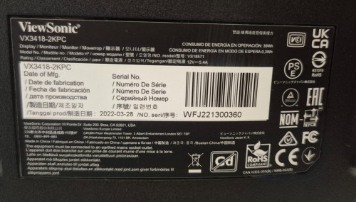 ViewSonic 34" VX3418-2KPC curved gaming monitor
