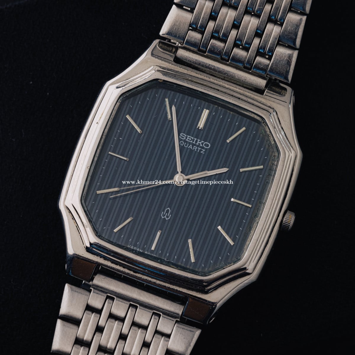 Original Rarest Vintage Seiko Octagon Quartz Dark Blue Linen Dial 1980 - (Condition 85%)
