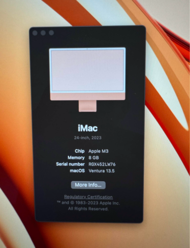 IMAC M3 RAM8GB 256GB