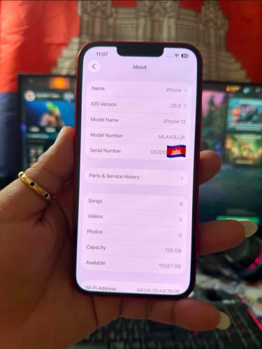iPhone 13 / 128g / no scan / អេក្រង់ហ្សុីនឆ្កូតកញ្ចក់តិចៗដូចរូប ថ្មកាន់ 85% លក់តំលៃក្រោមទី 195$ ដាច់