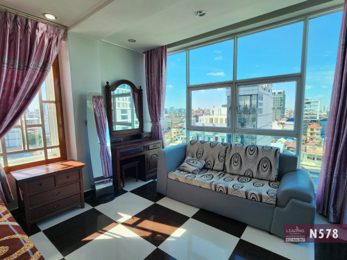 N578 | Top Floor Bright and clean Studio For Rent Near CJCC / Toul Kork