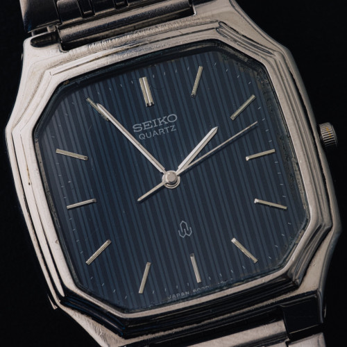 Original Rarest Vintage Seiko Octagon Quartz Dark Blue Linen Dial 1980 - (Condition 85%)