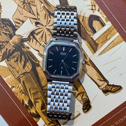 Original Rarest Vintage Seiko Octagon Quartz Dark Blue Linen Dial 1980 - (Condition 85%)