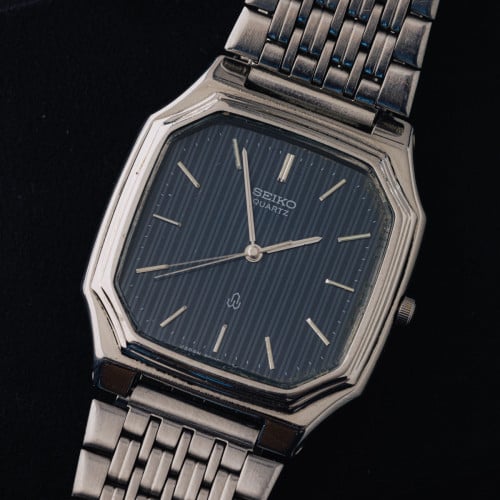 Original Rarest Vintage Seiko Octagon Quartz Dark Blue Linen Dial 1980 - (Condition 85%)