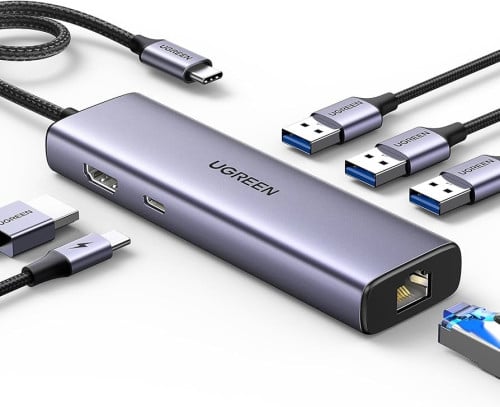 UGREEN 45000 USB C Hub, 10Gbps USB C 3.2 & USB-A 3.2 4K 60Hz HDMI, Ethernet 1000mbps