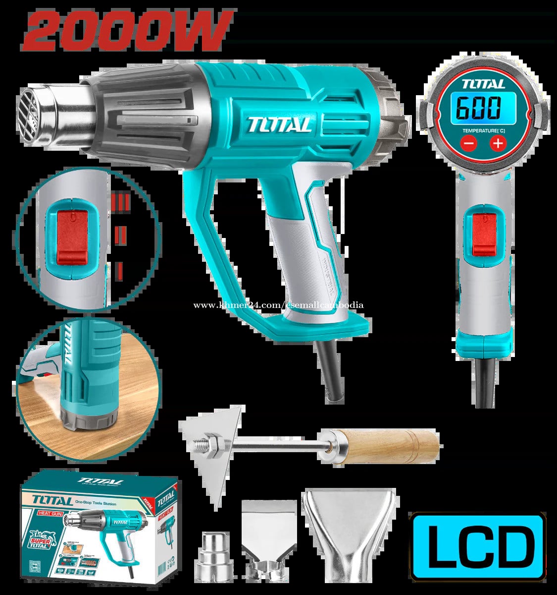 TOTAL 2000W Industrial Heat Gun with LCD Display