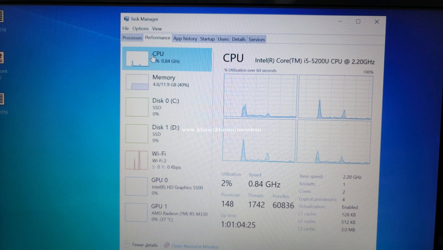 -CPU: Intel® Core™ i5-5200U @ 2.20GHz-RAM: 12GB