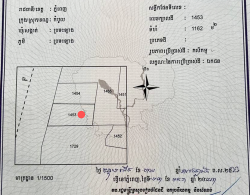 ដីលក់ជាប់ផ្លូវ40m ជិតតំបន់សេដ្ធកិច្ចពិសេស