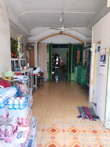 លក់ដីផ្ទះ ក្បាល 5ម*30ម ស្នាក់នៅបាន និងខាងក្រោយមានបន្ទប់ជួល 7បន្ទប់ ,ចំណូល 200$