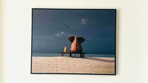 Framed Elephant & Dog Artwork