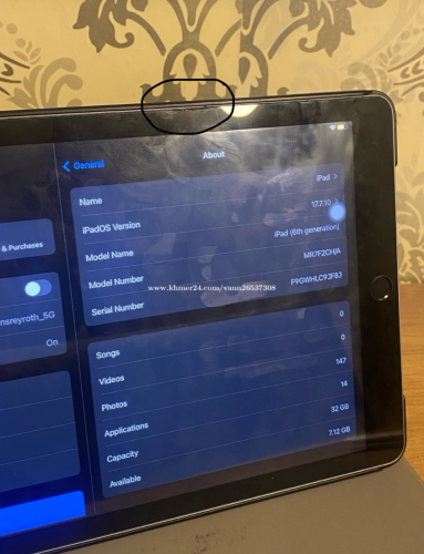 iPad 6 generation 32G Use WIFI only Have only one