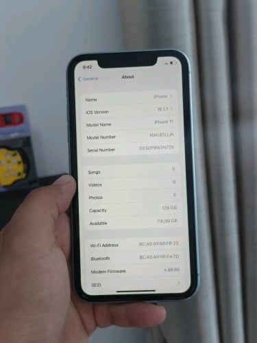 iPhone 11 128g LL/A សានុំហ្សីន ស្អាត98%