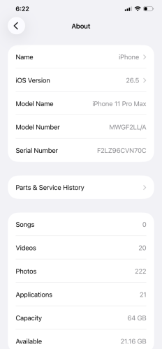 iPhone 11 Pro Max ជាប់ ID ប្រើបាន - លក់ ឬដូរជាមួយ Labtop