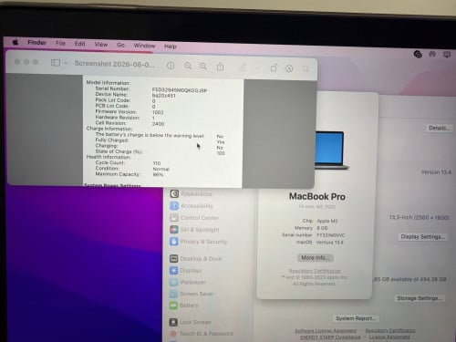 MacBook Pro M2 13inch ram8 ssd 512