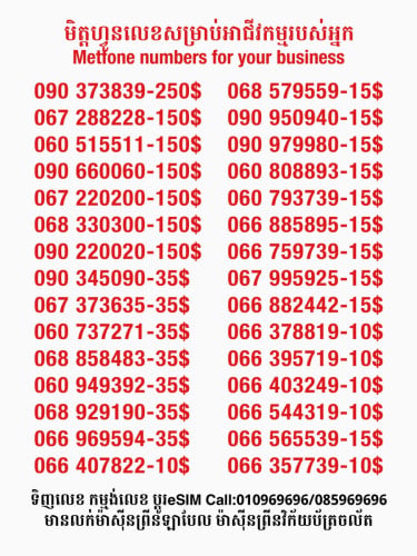 Metfone លេខសម្រាប់អាជីវកម្ម