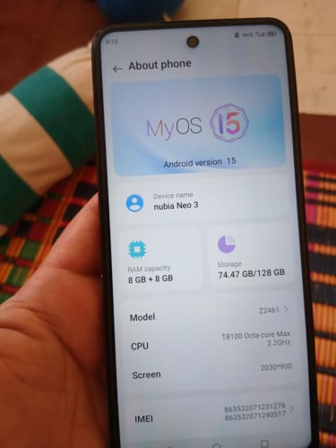 Nubia neo3 មួយទឹក សំនុំស្អាត មានប្រអប់ ឆ្នាំងសាក ស៊ីន រ៉េម 8/128
