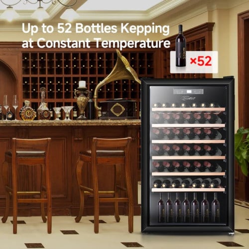 Wine Chiller is ideally suited to store 52 bottles of 0.75 litre Bordeaux style wine bottles.