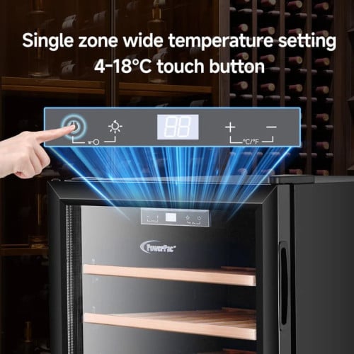 Wine Chiller is ideally suited to store 52 bottles of 0.75 litre Bordeaux style wine bottles.