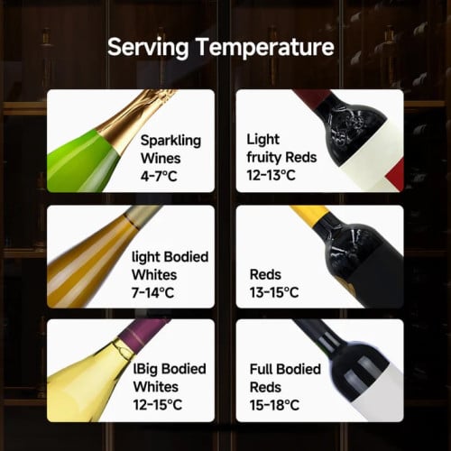 Wine Chiller is ideally suited to store 52 bottles of 0.75 litre Bordeaux style wine bottles.