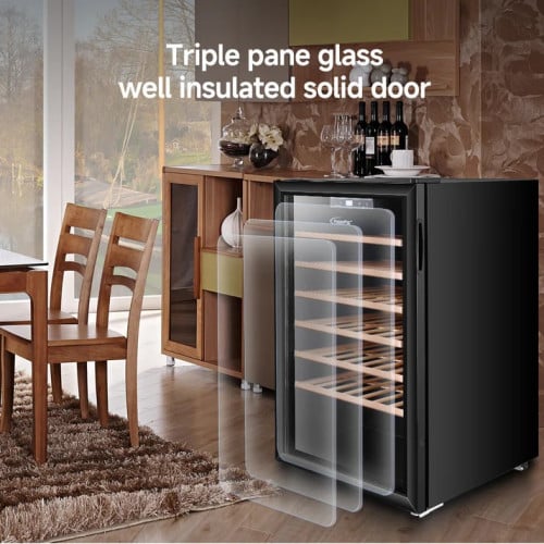 Wine Chiller is ideally suited to store 52 bottles of 0.75 litre Bordeaux style wine bottles.
