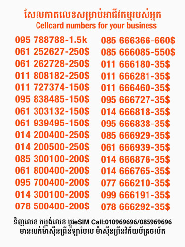 Cellcard លេខសម្រាប់អាជីវកម្ម