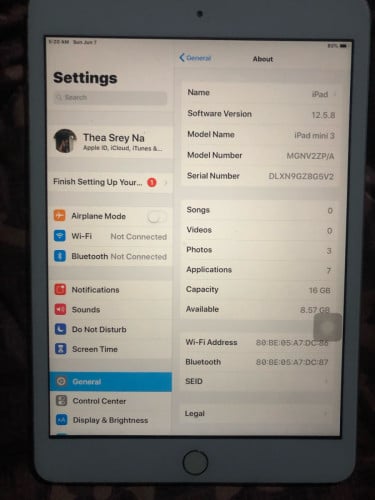 iPad mini3 Not ICloud Wi-Fi only 16G