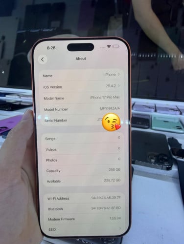 iPhone 17 Pro Max, ZA/A 256GB ស្អាត98%,ថ្ម99%
