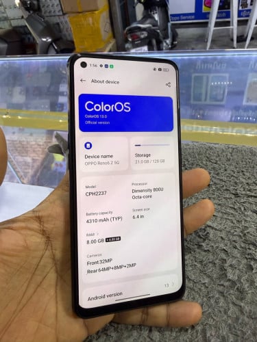 Oppo Reno6z 5G Ram8G Memory128G ក្រុមហ៊ុនសុីមពីរ មានឆ្នាំងសាក