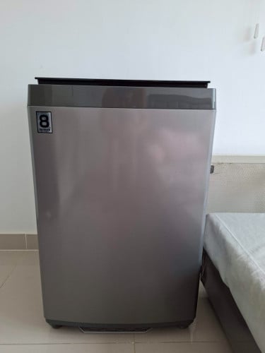 Used Toshiba 8kg top load washing machine, free stand & cover