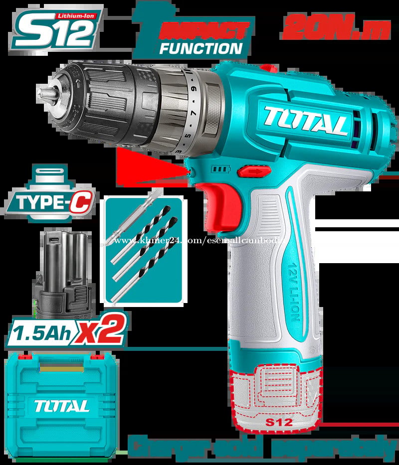 12V Cordless Impact Drill Set