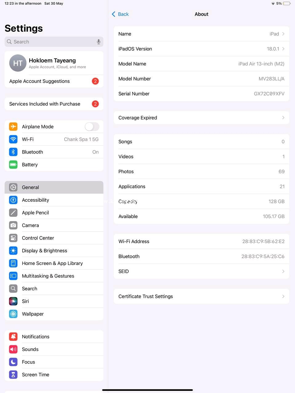 Ipad Air( M2 ) LL/A 128g 13inch