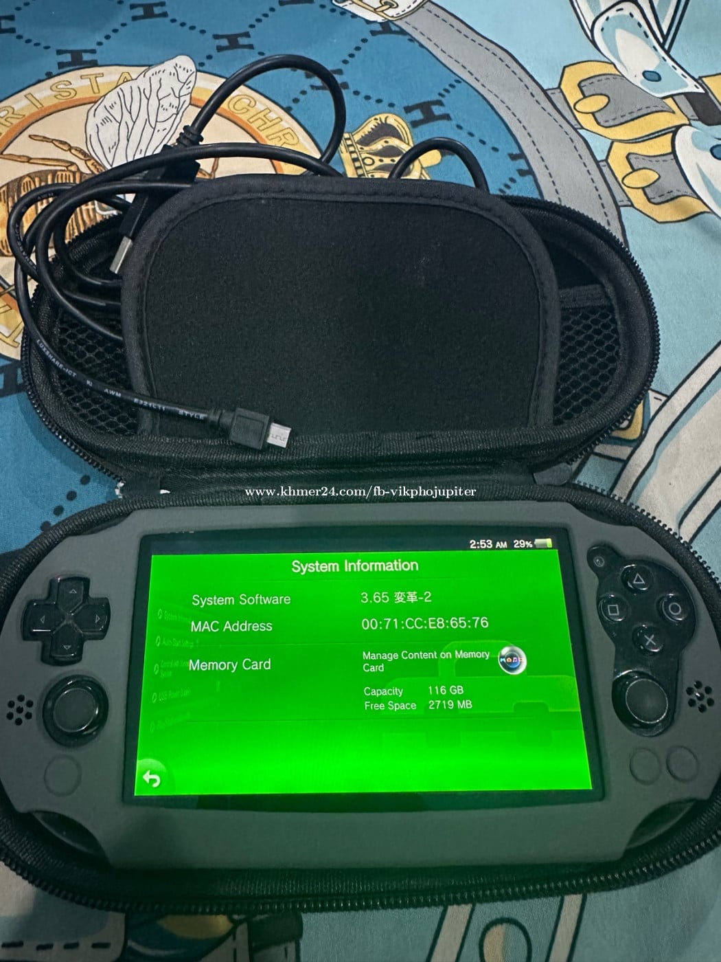 PSvita 128G full jailbreak ដំណើរការទាំងអស់ គ្រាន់រ៉ែ speaker free Case box and charger